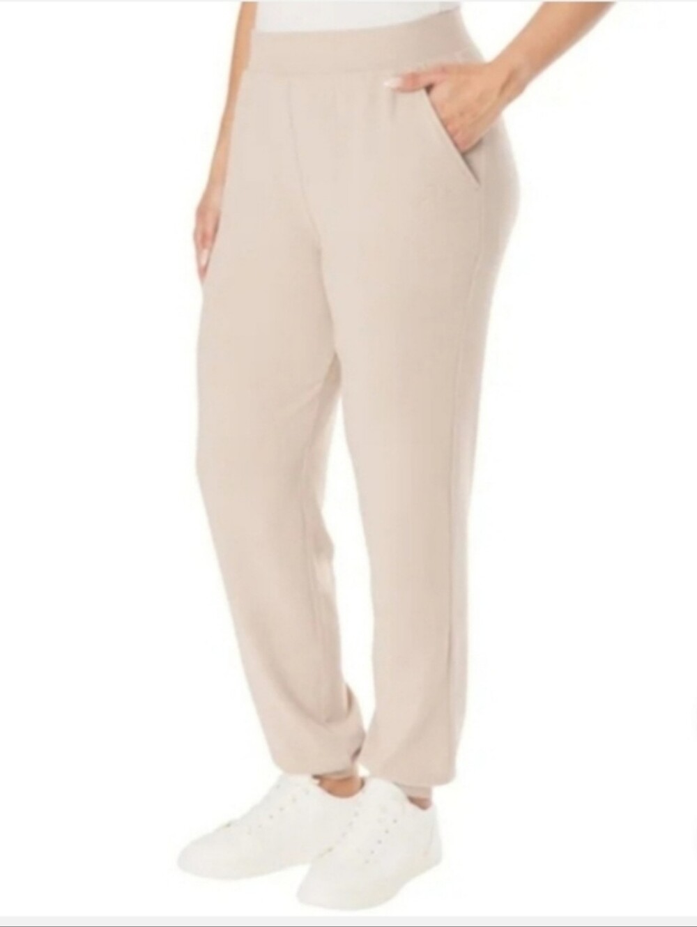 LAZYPANTS Women’s Hacci Knit Joggers Beige Size Large Casual Pants Loungewear